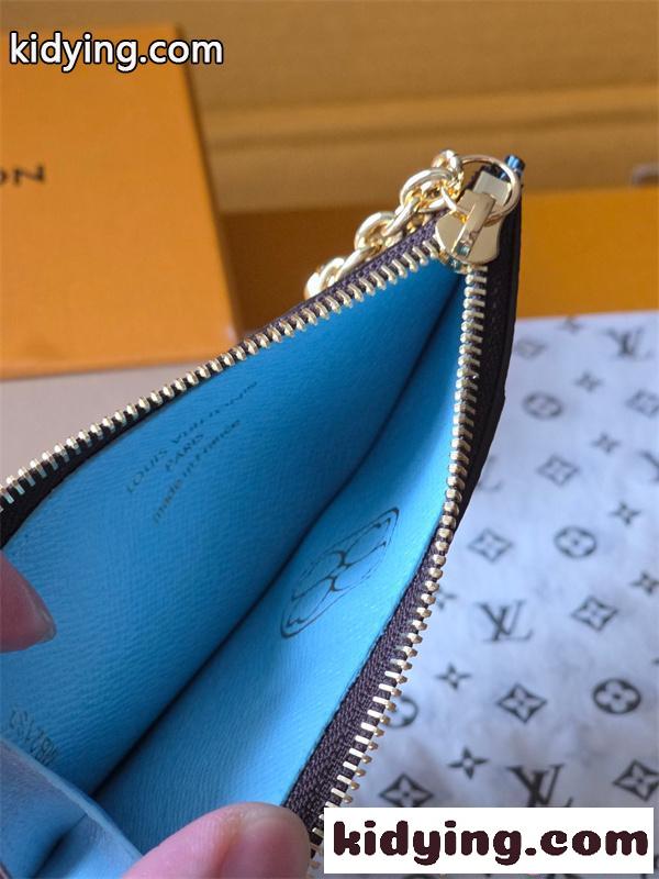 Louis Vuitton コピー ルイヴィトン M27770 カードケース モノグラム ブルー配色 チャーム付き コインケース ファスナー N級品 コンパクト財布 日本限定風-6