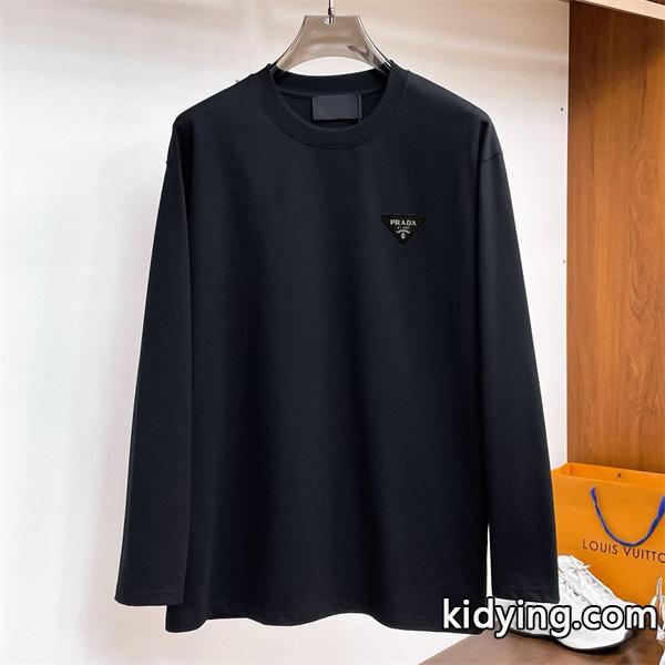 PRADA 偽物 長袖Tシャツ レッドロゴ 限定風 スタイリッシュ 着心地抜群 売れ筋 プラダ-0
