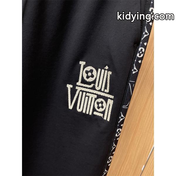 Louis Vuitton  ルイヴィトン コピー スウェットパンツ秋冬新作 ブラック サイドロゴデザイン-4