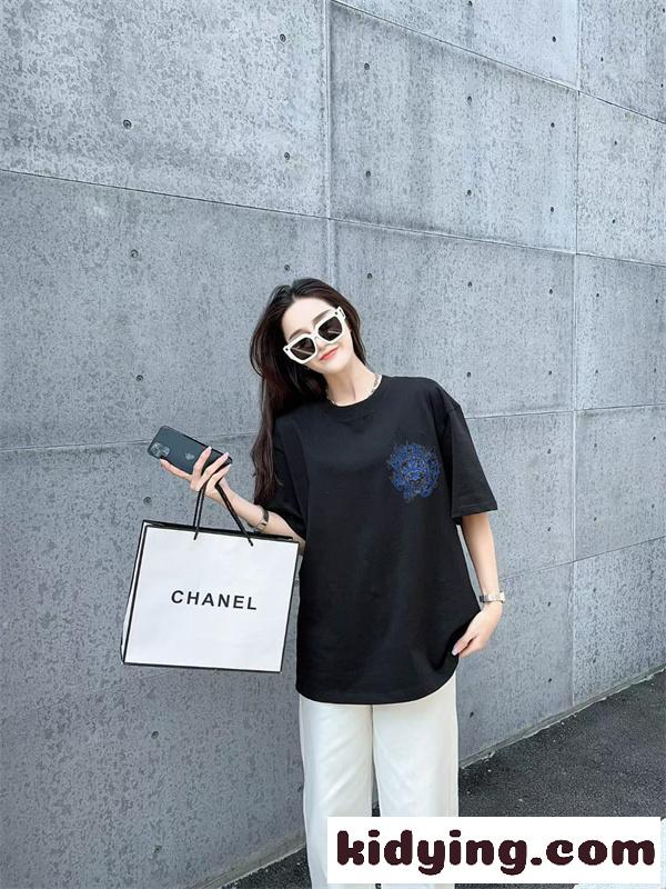 ウォッシュグレー 半袖Tシャツ Chrome Hearts 胸元ロゴプリント クロムハーツ コピー ヴィンテージ加工 クルーネック-5