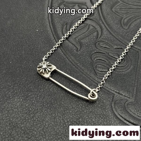 CHROME HEARTS コピー クロムハーツ コピー セーフティピンネックレス クロスフラワーモチーフ シルバーチェーン ペンダントアクセサリー-6