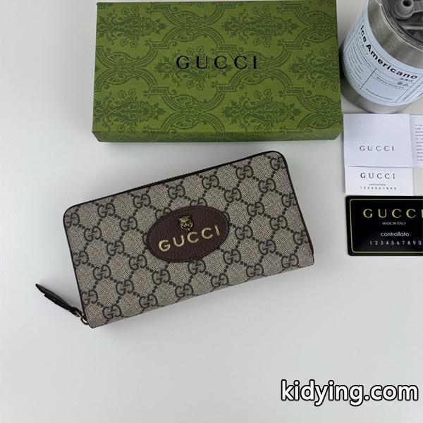 GUCCI コピー 長財布 GGスプリーム ブラウンレザー オーバルロゴ 高級感 上品 スタイリッシュ グッチ-0