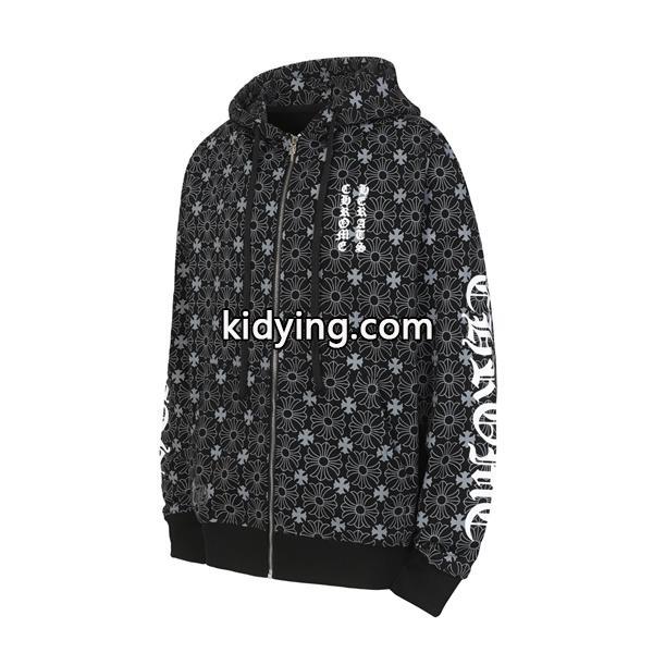 クロムハーツ コピー Chrome Hearts パーカー 話題 ホワイト × スカイブルー 星柄フルジップ 快適着心地 2025秋冬注目-1
