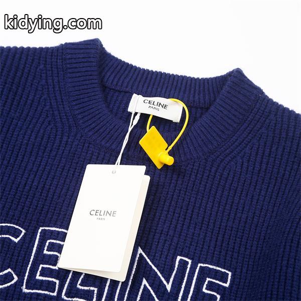 ネイビー 注目上昇 クラシック清雅 ロゴニット  セーター CELINE セリーヌ 偽物-2