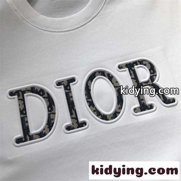 フロントロゴ グラフィックアクセント シンプルスタイル DIOR ディオール コピー コットンTシャツ 夏ファッション-5