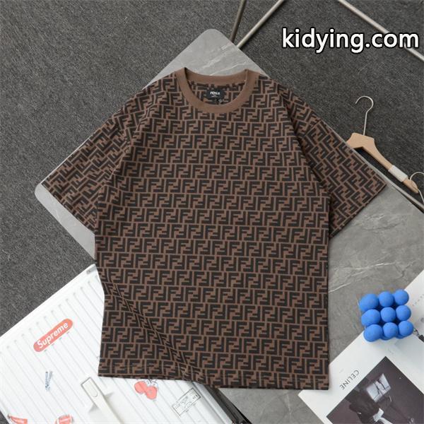 フェンディ 激安カジュアル綿生地シンプル半袖 VIP価格&FENDI&大人気　FFラインTシャツ-0