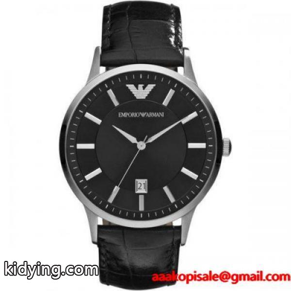 エンポリオアルマーニ Emporio Armani 時計 メンズ レナト AR2411 ブラックダイアル×ブラックレザーベルト-0
