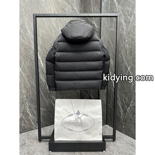 PRADA 激安｜2025秋冬 超軽量リップストップ ダウンジャケット フード着脱可 男女兼用-4