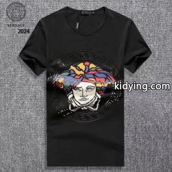 ヴェルサーチ18SS 半袖ＴシャツVERSACEクールネックプリントＴシャツロゴアイコン３色可選-2