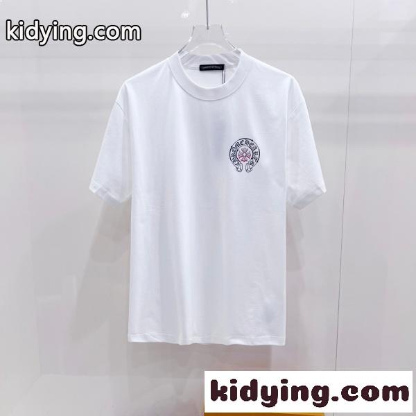 2026新作 Chrome Hearts 激安 クロムハーツ 半袖Tシャツ クロスロゴ バックプリント コットン クルーネック ストリート ユニセックス 人気アイテム-7