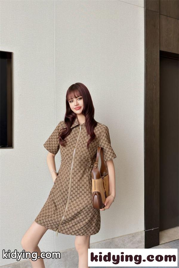 春夏新作 シャツカラーワンピース ジップデザイン GUCCI グッチ コピー ワンピース エレガント お出かけコーデ-1