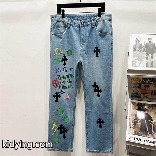 個性派 グラフィック配置 遊び心演出 デニムパンツ クロムハーツ Chrome Hearts コピー-0