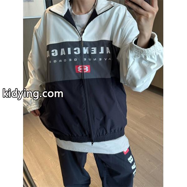 BALENCIAGA コピー ナイロンジャケット バイカラー ロゴ入り スポーツ カジュアル バレンシアガ-1