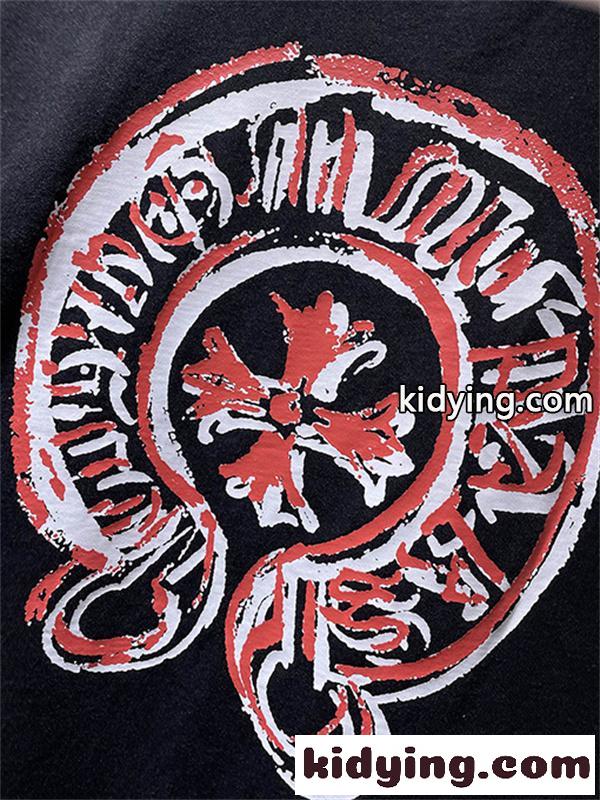 ブラック 半袖Tシャツ Chrome Hearts ピンクサークル胸ロゴ クロムハーツ コピー クルーネック ワンポイントデザイン ゆったりシルエット-6