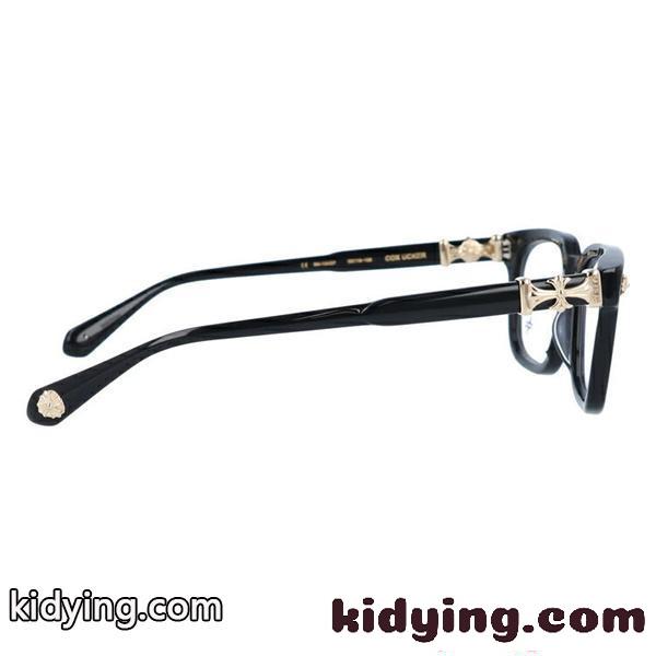 クロムハーツ Chrome Hearts COX-UCKER コピー メガネ フレーム ウェリントン ブラック ゴールドクロス装飾 上品 バランスデザイン-4