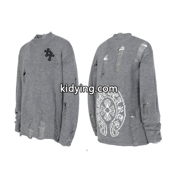 希少モデル グレー ダメージニット トレンド 2025秋冬必須 クロムハーツ スーパーコピー Chrome Hearts ニット-0