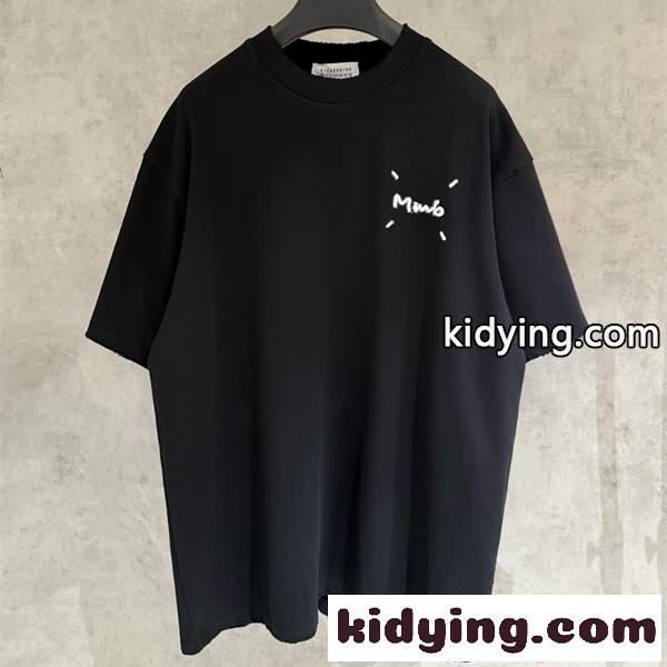 Tシャツ 半袖 ビッグシルエット ワンポイント ブラック カジュアル Maison Margiela メゾン マルジェラ コピー-0