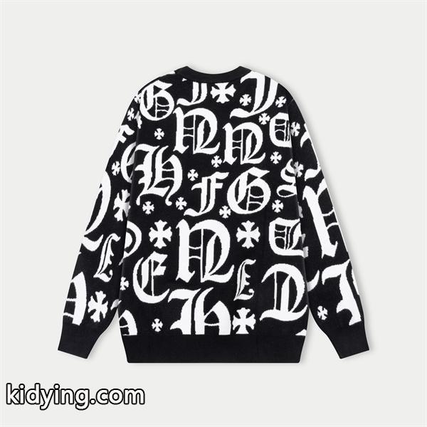 2025秋冬 限定 CHROME HEARTS クロムハーツ コピー プレミアム ブラック プルオーバー ニット 人気-1