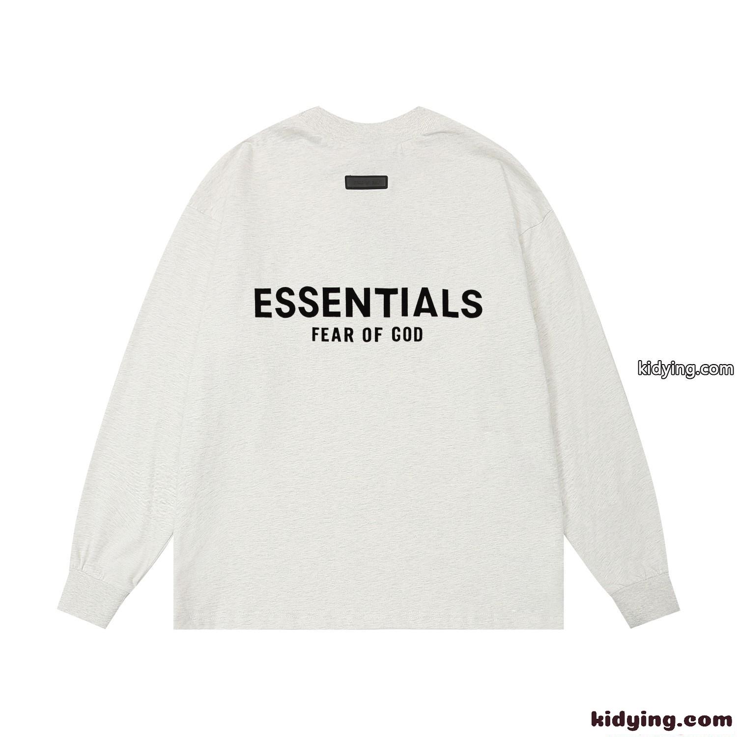 オーバーサイズ 刺繍 長袖Tシャツ ESSENTIALS ホワイト プリント ストリート ミニマル エッセンシャルズ コピー-2