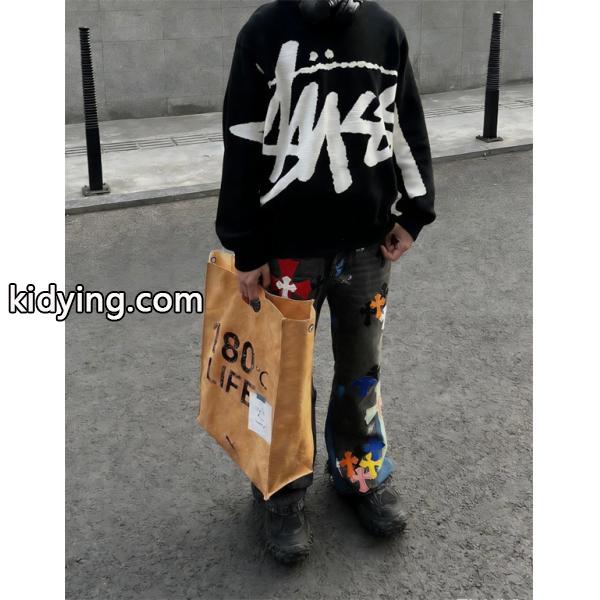 個性派 カラーミックス ストリート映え デニムパンツ クロムハーツ Chrome Hearts コピー-5