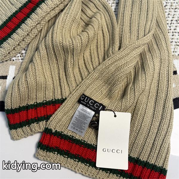 GUCCI グッチ コピー ニットマフラー キャップセット ブラック 暖か素材 冬仕様-4