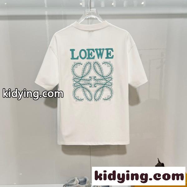 2026新作 LOEWE 激安 ロエベ 刺繍ロゴ 半袖Tシャツ コットン クルーネック オーバーサイズ-3