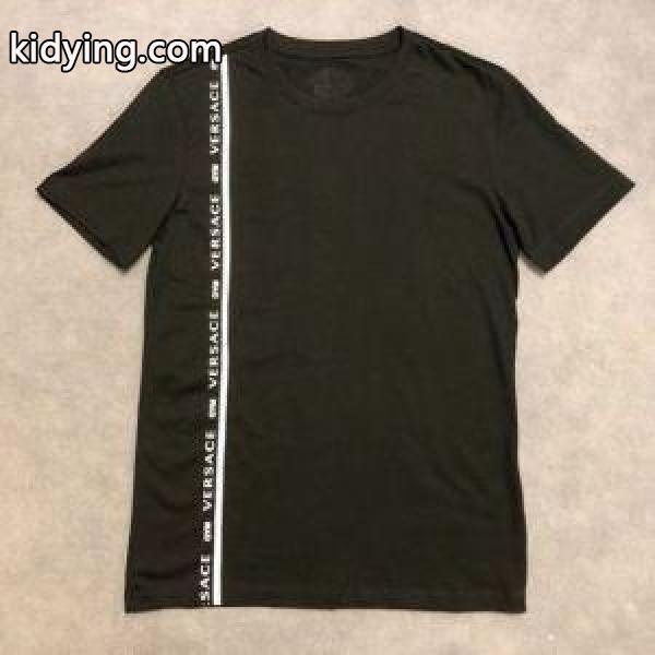 新作入荷品質保証パイピングデザインシンプルナチュラルｔシャツブラックホワイトVERSACEヴェルサーチ コピー-0