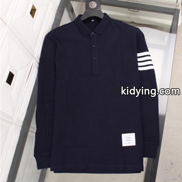 THOM BROWNE 驚きの破格値最新作のトムブラウン偽物 メンズ 長袖ポロシャツ 3色展開 コットン100%-0