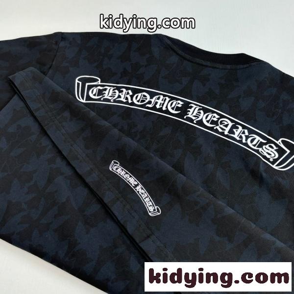CHROME HEARTS コピー クロムハーツ コピー ジャカードクロス総柄Tシャツ ポケット刺繍 ゴシックロゴ 半袖トップス 人気-7