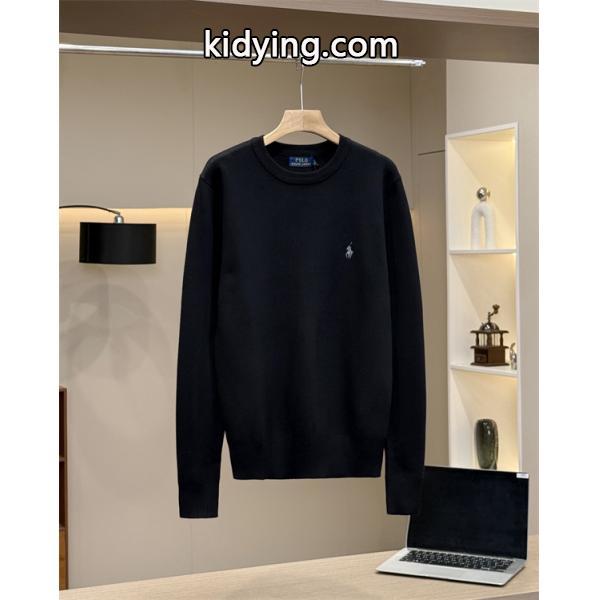 POLO RALPH LAUREN 偽物 秋冬シンプル保温 定番 ネイビー × ベージュ × ブラック 円领 ニットセーター ポロラルフローレン-3