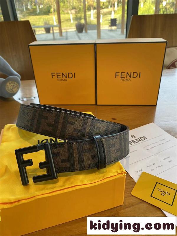 FENDIフェンディベルトコピー正規店同様 幅4.0cm 両面使用可能 FFリベル留め Cuoio Romanoレザー素材-6