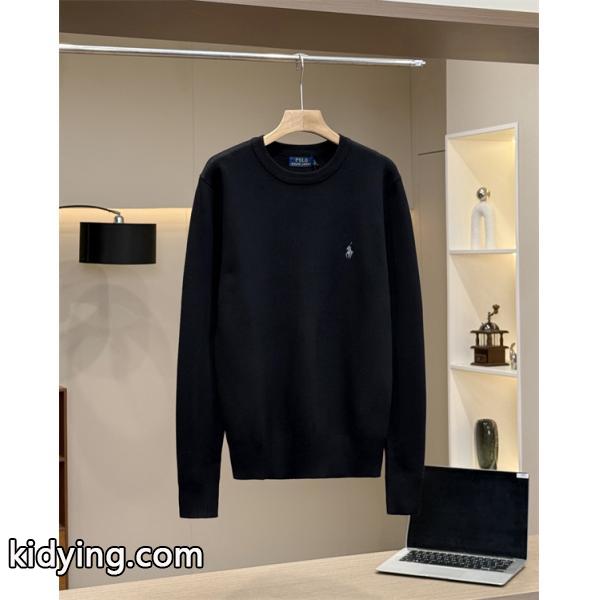 POLO RALPH LAUREN 偽物 秋冬シンプル保温 定番 ネイビー × ベージュ × ブラック 円领 ニットセーター ポロラルフローレン-4