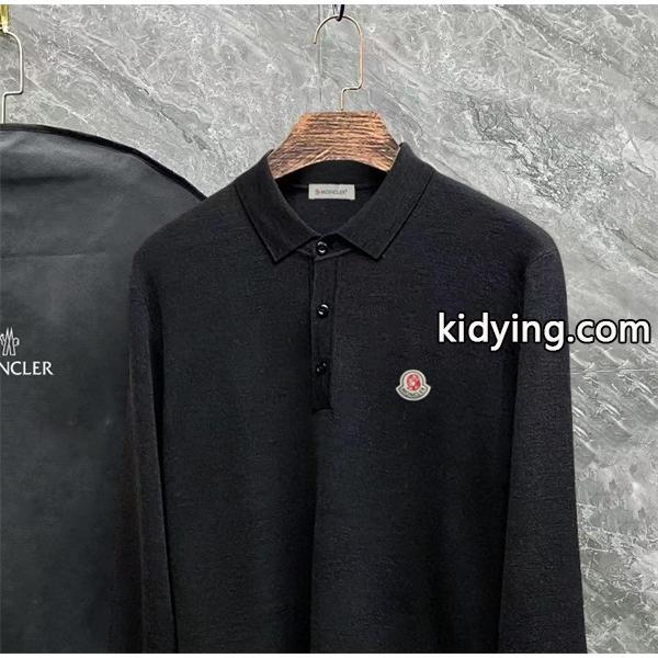 ブラック / グレー セーター POLO レッド 円形 ロゴ 2025秋冬鮮明 モンクレール 高品質 偽物 最新-4