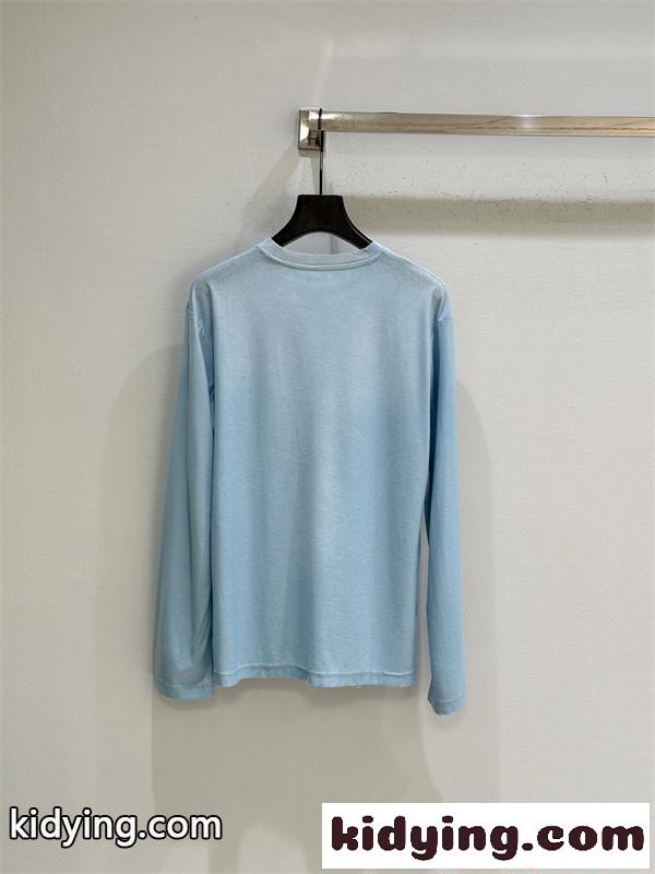 フロントロゴ ACNE STUDIOS アクネ ストゥディオズ コピー 長袖Tシャツ ライトブルー ゆったり シンプル-5