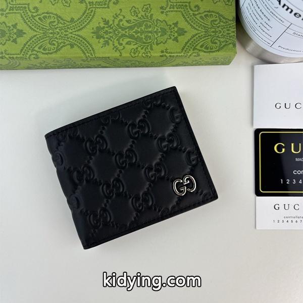 グッチ 偽物 二つ折り財布 マーモント GGロゴ型押し ブラックレザー メンズ人気モデル GUCCI-0