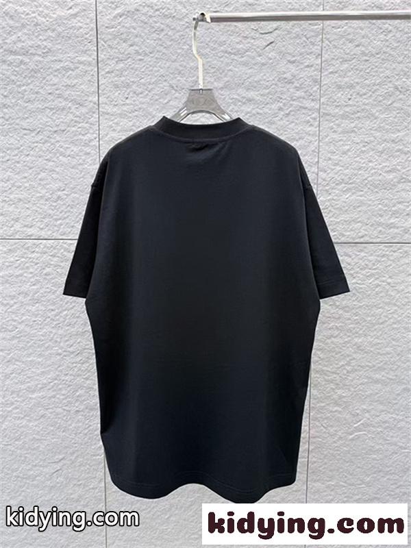 ビビッドピンク 半袖Tシャツ BALENCIAGA バレンシアガ コピー ダブルロゴプリント クルーネック ゆったりシルエット メンズカジュアル-3