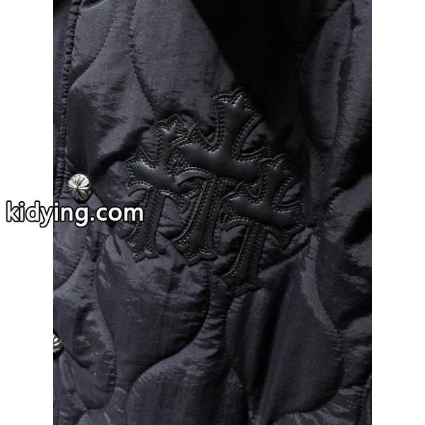 CHROME HEARTS 偽物 高級 シンプル キルティングジャケット レザー襟 防寒 クロムハーツ-0