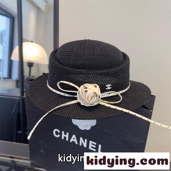 レディース ハット CHANEL 上品 エレガント 軽量 通気性 つば広 日よけ おしゃれ シャネル 偽物-3