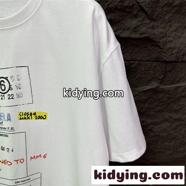 Maison Margiela メゾン マルジェラ コピー Tシャツ 半袖 プリントT クルーネック ホワイト カジュアル-3