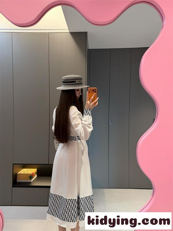 DIOR ディオール コピー 新作 ホワイト モノグラム 上品 クラシック レディース ワンピース-2