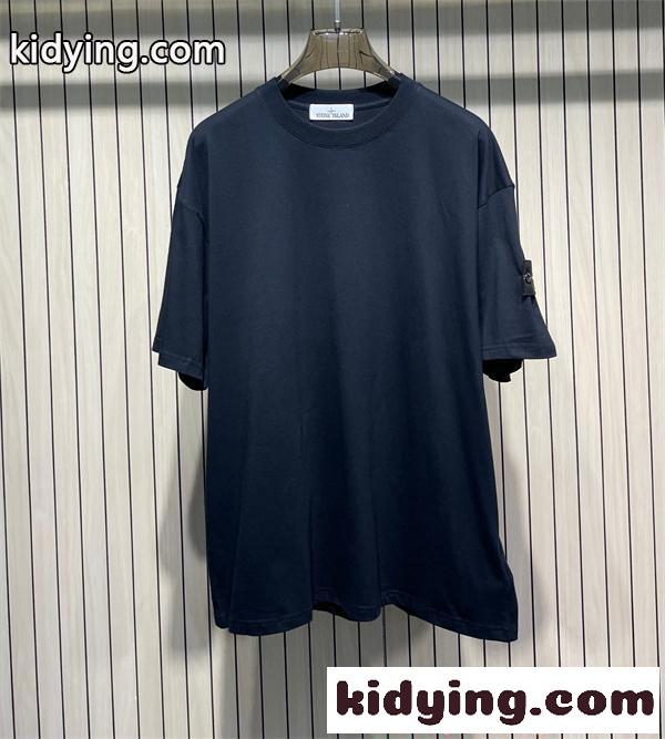 STONE ISLAND コピー 限定 シンプル ストーンアイランド Tシャツ ネイビー ワンポイントワッペン 半袖-0