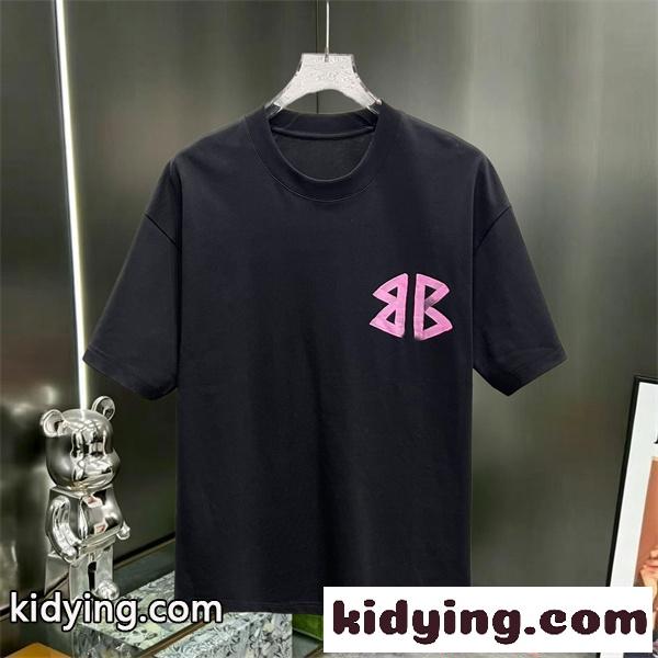 ブラック 半袖Tシャツ バレンシアガ コピー ピンク バックプリント ストリート Balenciaga 映えデザイン-0