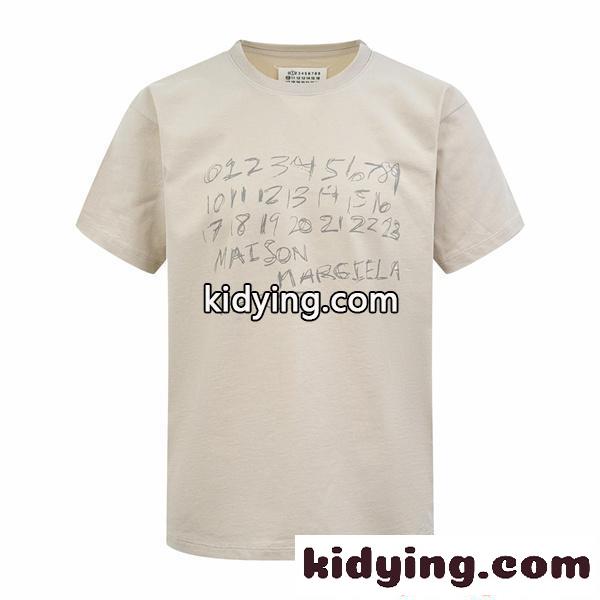 Maison Margiela メゾン マルジェラ コピー 話題集中 ベージュ アートテイスト モードカジュアル 半袖Tシャツ-0