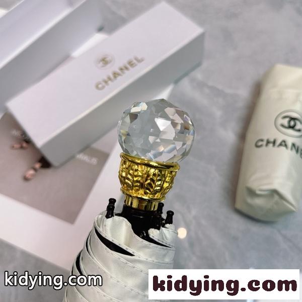 2026新作 CHANEL 激安 シャネル 折りたたみ傘 晴雨兼用 五つ折り UVカット99% 軽量 クリスタルハンドル ギフトBOX付き-2