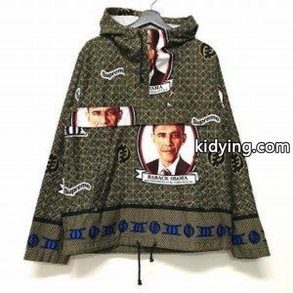 シュプリーム SUPREME 17SS OBAMA ANORAK オバマ プリント アノラックパーカー ブルゾン ブラック×ベージュ 黒 メンズ 通販-0