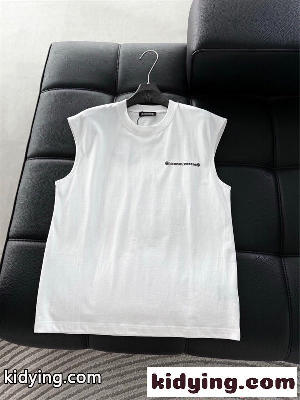クロムハーツ コピー シンプル ミニロゴ ノースリーブ CHROME HEARTS ブラック タンクトップ 夏コーデ-1