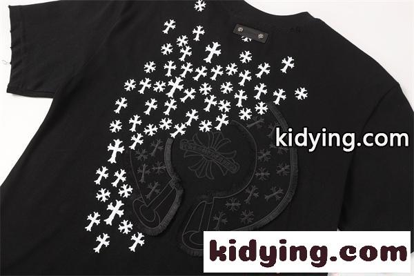 クロムハーツ コピー Chrome Hearts 26SS 半袖Tシャツ ブラック クロス刺繍 高密度320g 厚手生地 ダメージ加工 ヴィンテージ仕上げ 高級ストリート ユニセックス-4