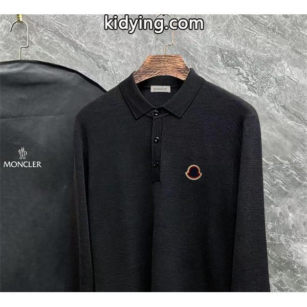 MONCLER ブラック / グレー セーター POLO オレンジ 上質 円形 ロゴ 2025秋冬高級 モンクレール スーパーコピー-4