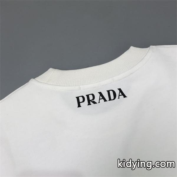 2025秋冬新作 ホワイト トライアングルロゴデザイン 上質 シンプル Prada プラダ コピー スウェット-6