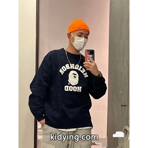 BAPE コピー 秋冬ストリートコラボスタイル 定番 ブラック コラボ 猿人 スウェット ベイプ-4